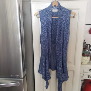 Norm Thompson Waterfall Long Knit Open Cardigan Duster Sweater Vest